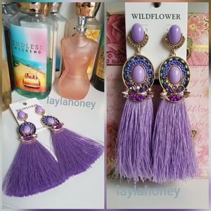 New luxurious purple thick tassle earrings